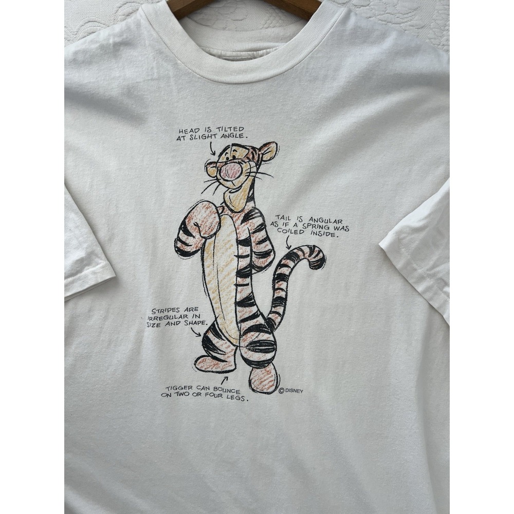 Vintage Tigger Sketch T-Shirt DISNEY STORE Single Stitch Pooh 90s Crewneck USA